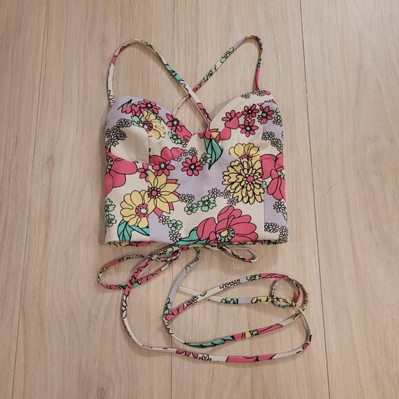 ZARA | Crop Bustier Tank Top Floral | Sz. XS - Picture 4 of 8